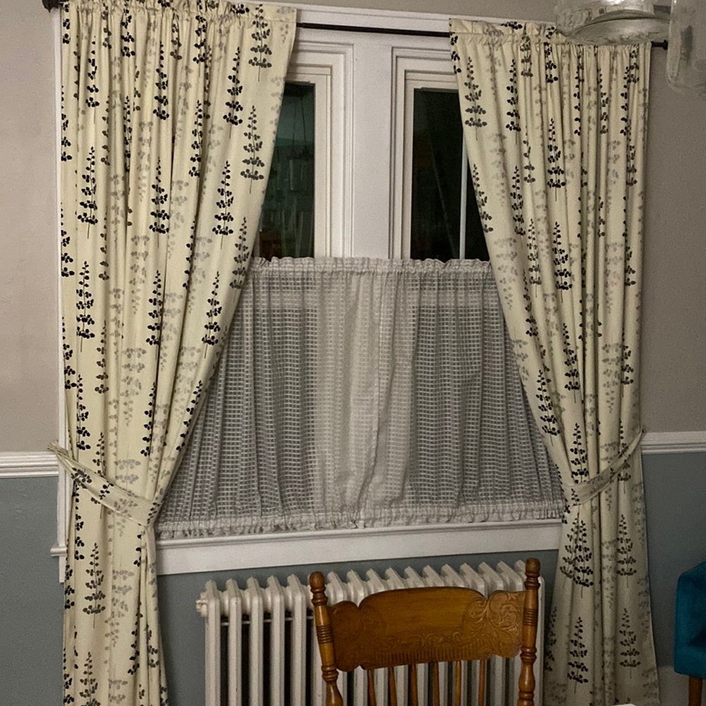 West Elm room darkening curtains -2 panels with tie backs